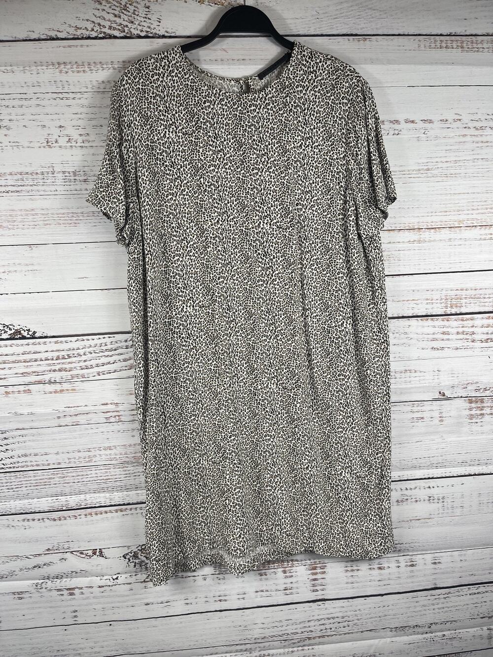 Jenni Kayne Dress Womens XXL Brown Leopard T Shirt Shift Knee Length Casual